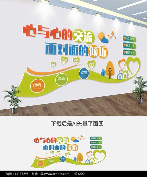 心语·心晴——校园心灵驿站谈心室文化墙设计全案